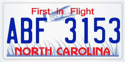 NC license plate ABF3153
