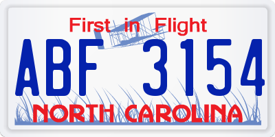NC license plate ABF3154