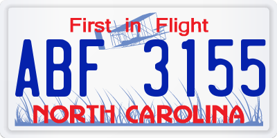 NC license plate ABF3155