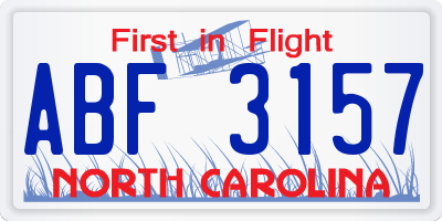 NC license plate ABF3157