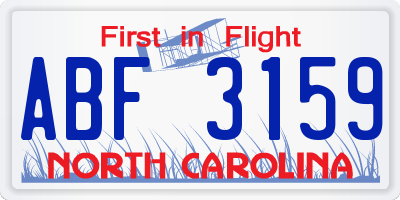 NC license plate ABF3159