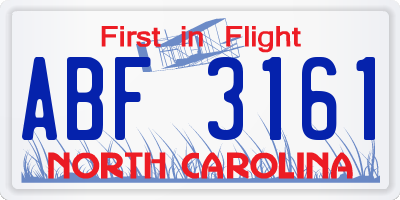 NC license plate ABF3161