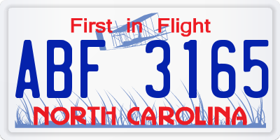 NC license plate ABF3165