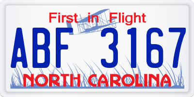 NC license plate ABF3167