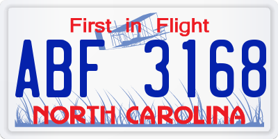 NC license plate ABF3168