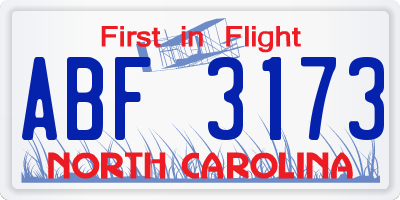 NC license plate ABF3173