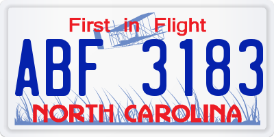 NC license plate ABF3183