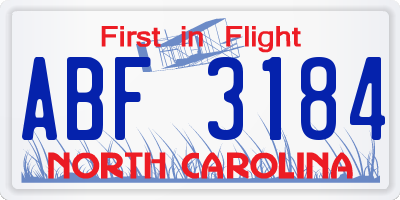 NC license plate ABF3184