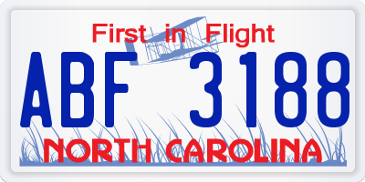 NC license plate ABF3188