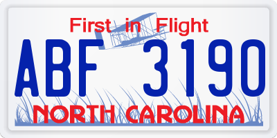 NC license plate ABF3190