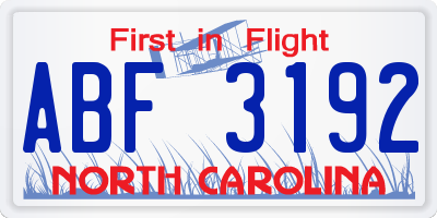 NC license plate ABF3192
