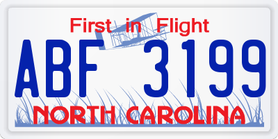 NC license plate ABF3199
