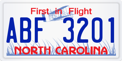NC license plate ABF3201