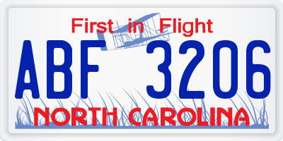 NC license plate ABF3206