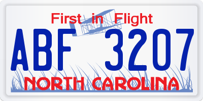 NC license plate ABF3207