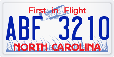 NC license plate ABF3210