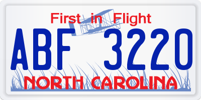 NC license plate ABF3220