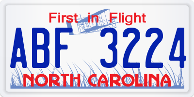 NC license plate ABF3224
