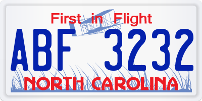 NC license plate ABF3232