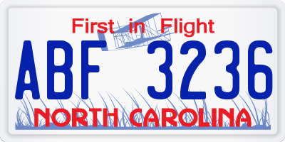 NC license plate ABF3236