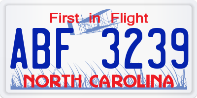 NC license plate ABF3239