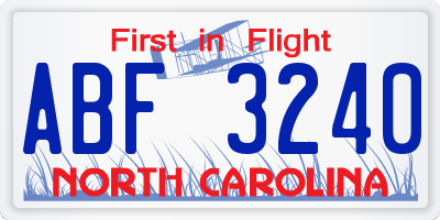NC license plate ABF3240