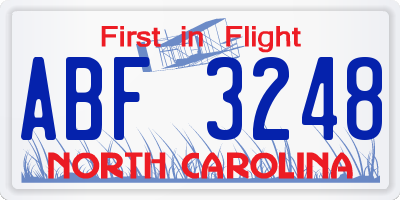 NC license plate ABF3248