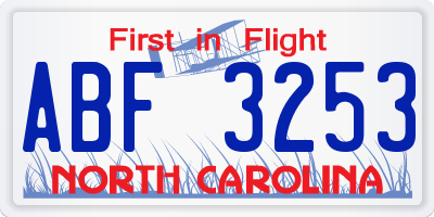 NC license plate ABF3253