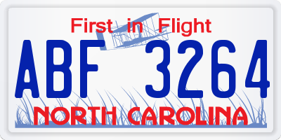 NC license plate ABF3264