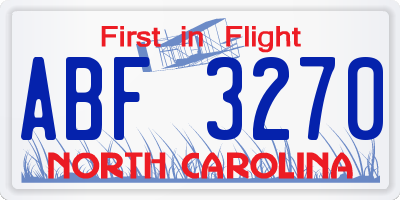 NC license plate ABF3270