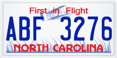 NC license plate ABF3276