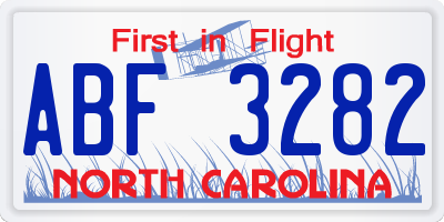NC license plate ABF3282