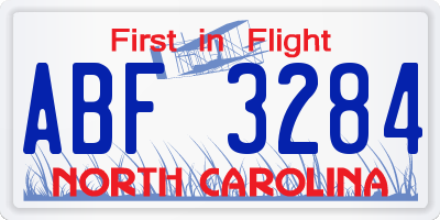 NC license plate ABF3284