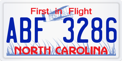 NC license plate ABF3286