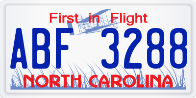 NC license plate ABF3288
