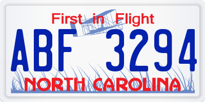 NC license plate ABF3294