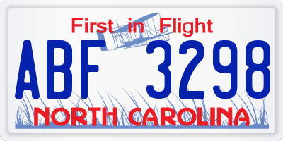 NC license plate ABF3298