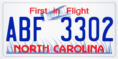 NC license plate ABF3302