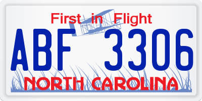 NC license plate ABF3306