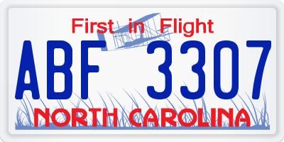 NC license plate ABF3307