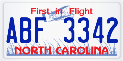 NC license plate ABF3342