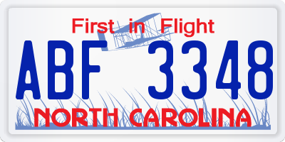 NC license plate ABF3348