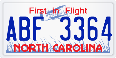 NC license plate ABF3364