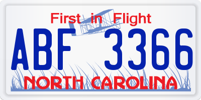 NC license plate ABF3366