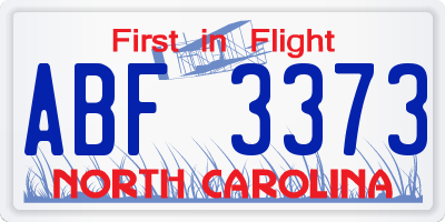 NC license plate ABF3373