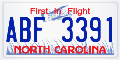 NC license plate ABF3391