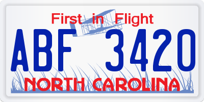 NC license plate ABF3420