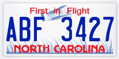 NC license plate ABF3427