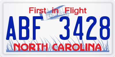 NC license plate ABF3428