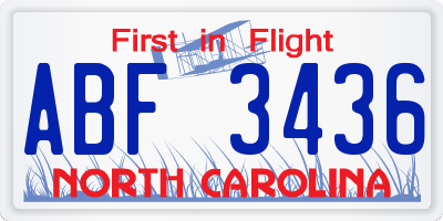 NC license plate ABF3436